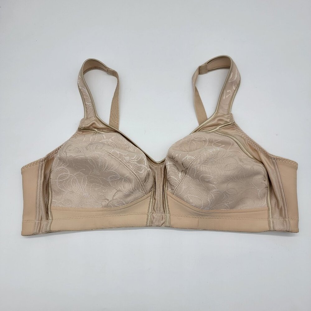Vintage Exquisite Form Wirefree Beige Bra‎ Size 44C Rockabilly Pinup Floral